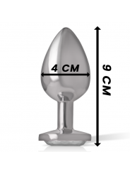 INTENSE - PLUG ANALE METALLO ALLUMINIO BIANCO CUORE TAGLIA L