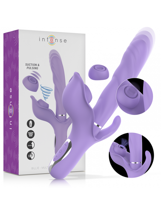 INTENSE - VIBRATORE MULTIFUNZIONE RICARICABILE BILLIE ASPIRANTE E PULSANTE VIOLA