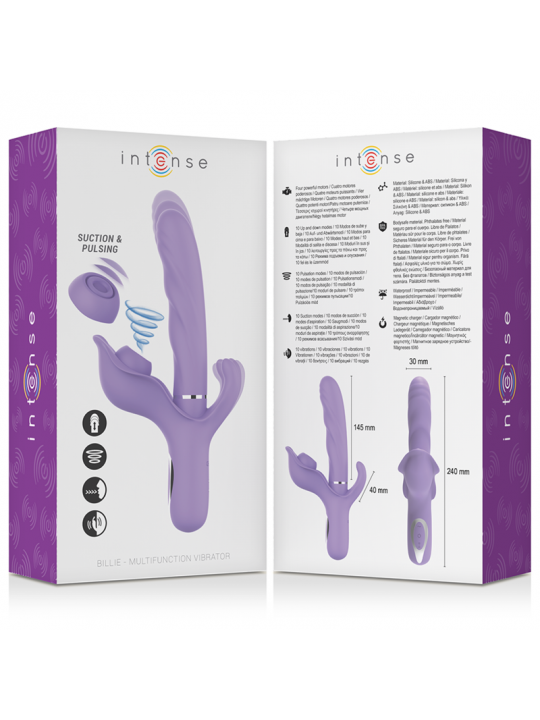 INTENSE - VIBRATORE MULTIFUNZIONE RICARICABILE BILLIE ASPIRANTE E PULSANTE VIOLA