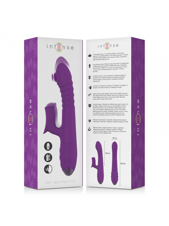 INTENSE - VIBRATORE MULTIFUNZIONE RICARICABILE IGGY UP & DOWN CON STIMOLATORE CLITORALE VIOLA