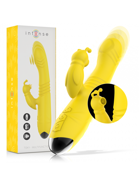 INTENSE - VIBRATORE MULTIFUNZIONE TOKY UP & DOWN CON STIMOLATORE CLITORALE GIALLO