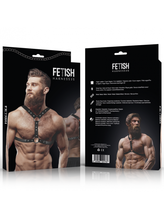 FETISH SUBMISSIVE ATTITUDE - PETTORINA IN ECOPELLE CON DOPPIO SUPPORTO E BORCHIE DA UOMO