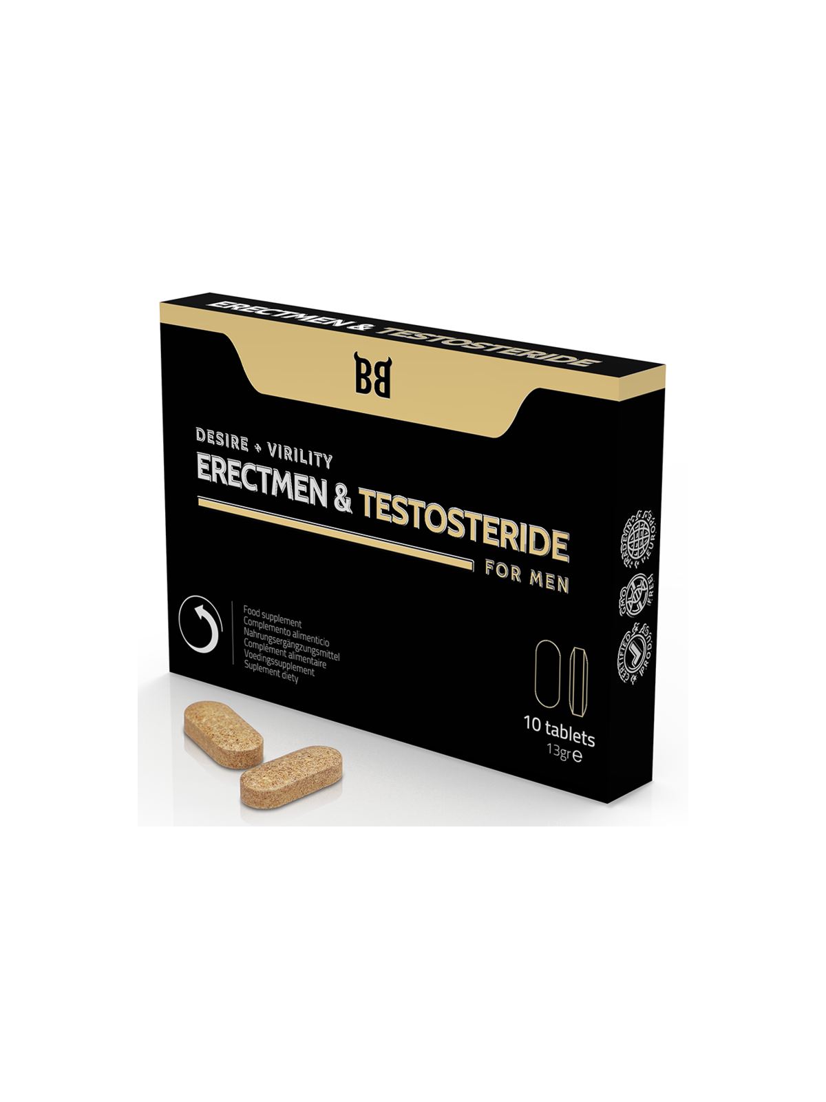 BLACK BULL - POTENZA ERECTMEN E TESTOSTERIDE E TESTOSTERONE PER UOMINI 10 CAPSULE