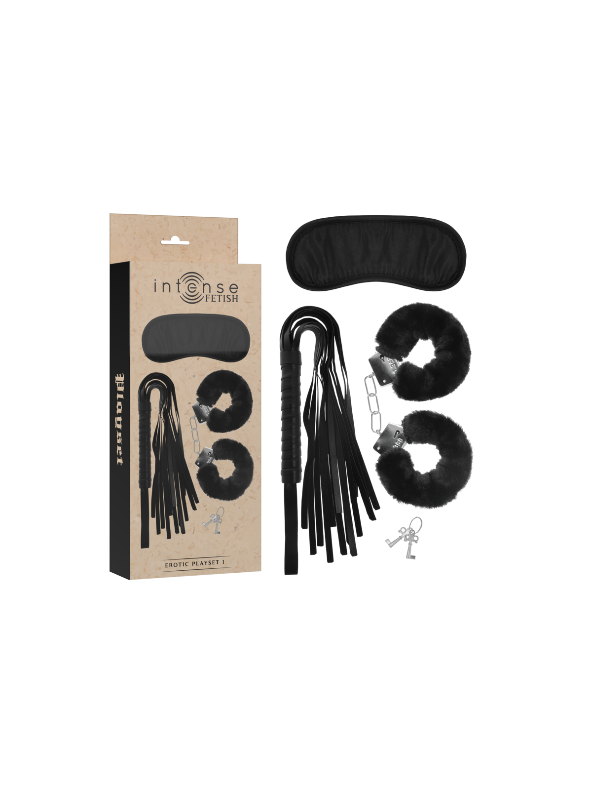 INTENSE - FETISH PLAYSET EROTICO 1 CON MANETTE, MASCHERA CIECA E FLOGGER