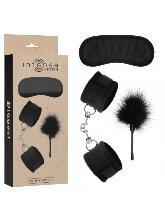 INTENSE - FETISH PLAYSET EROTICO 2 CON MANETTE, MASCHERA CIECA E TICKLER