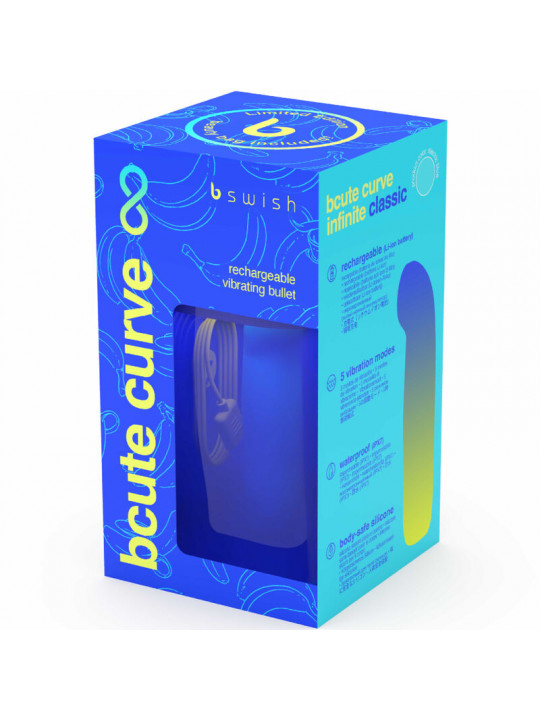 B SWISH - VIBRATORE RICARICABILE IN SILICONE BLU BCUTE CURVE INFINITE CLASSIC EDIZIONE LIMITATA