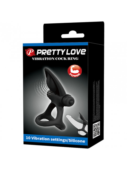 PRETTY LOVE - ANELLO VIBRANTE 10 VIBRAZIONI IN SILICONE NERO