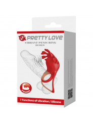 PRETTY LOVE - ANELLO VIBRATORE RUBEN 7 VIBRAZIONI IN SILICONE ROSSO