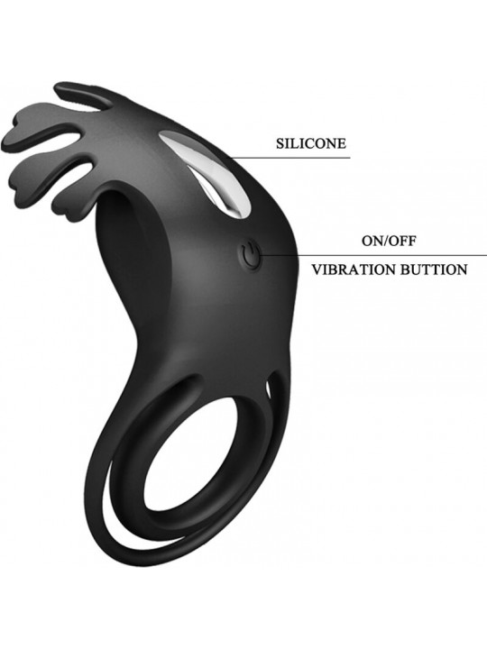 PRETTY LOVE - ANELLO VIBRATORE RUBEN 7 VIBRAZIONI IN SILICONE NERO