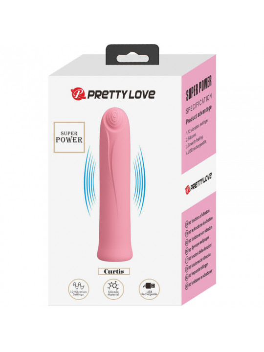 PRETTY LOVE - VIBRATORE CURTIS MINI SUPER POWER 12 VIBRAZIONI IN SILICONE ROSA