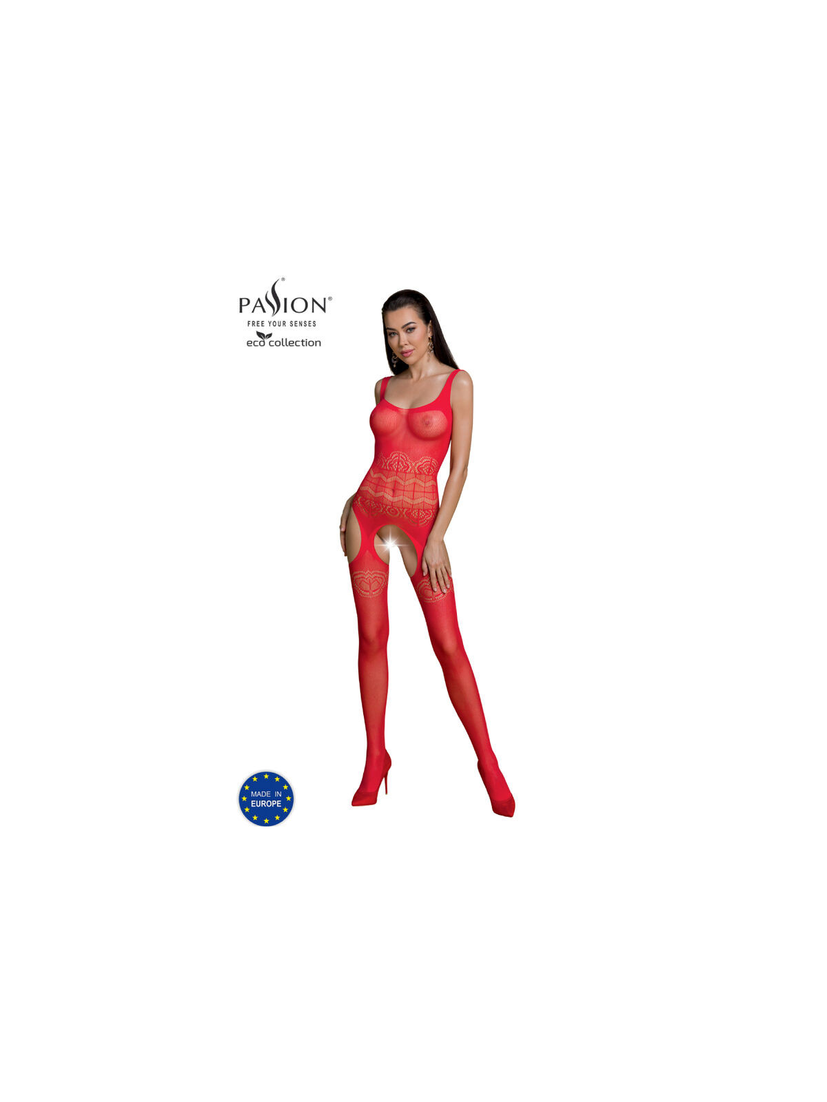 PASSION - COLLEZIONE ECO BODYSTOCKING ECO BS005 ROSSO