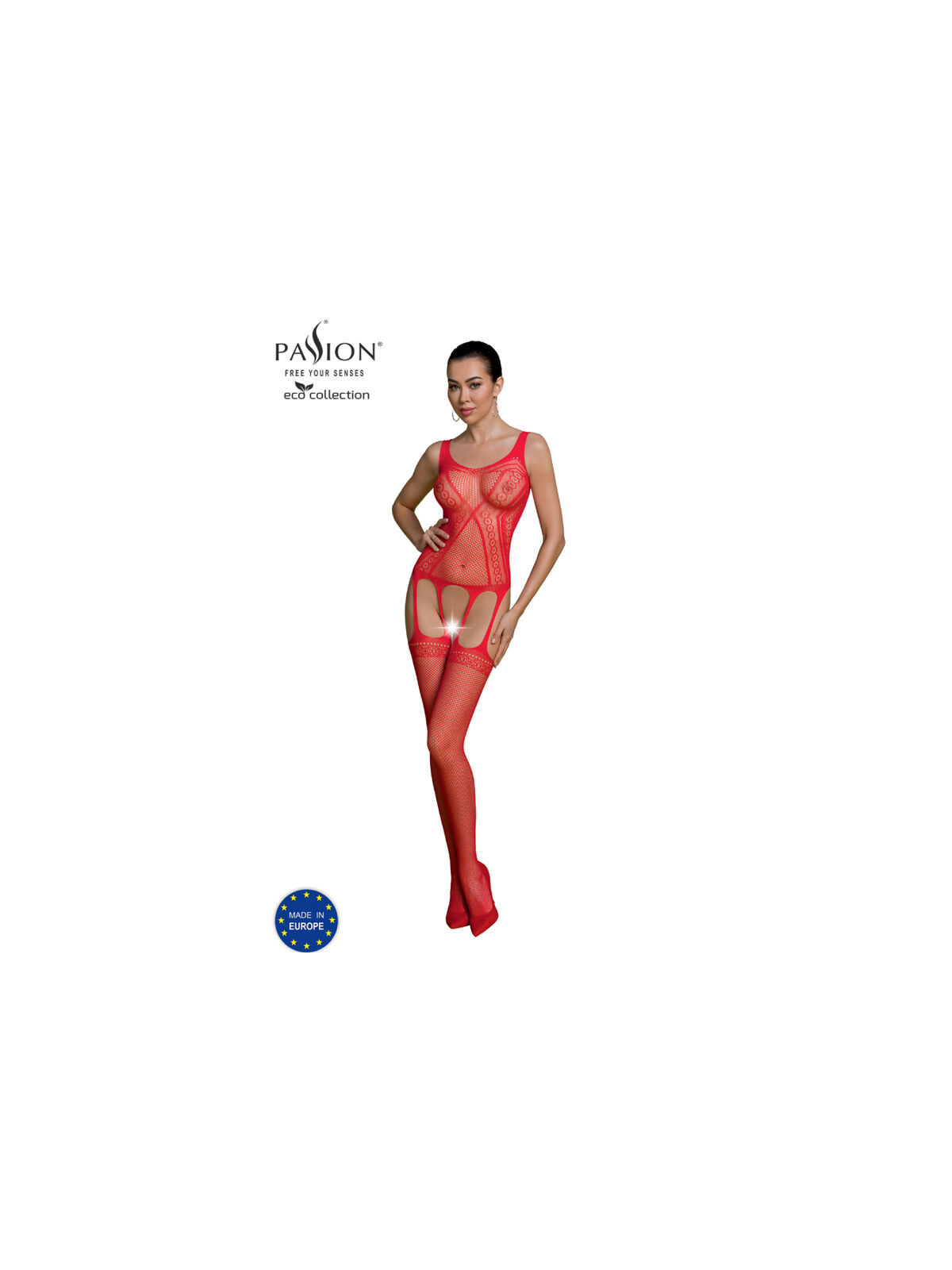 PASSION - COLLEZIONE ECO BODYSTOCKING ECO BS007 ROSSO