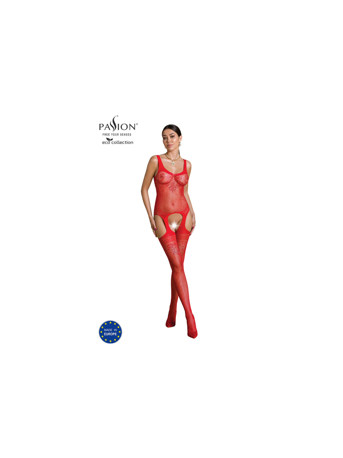 PASSION - COLLEZIONE ECO BODYSTOCKING ECO BS008 ROSSO