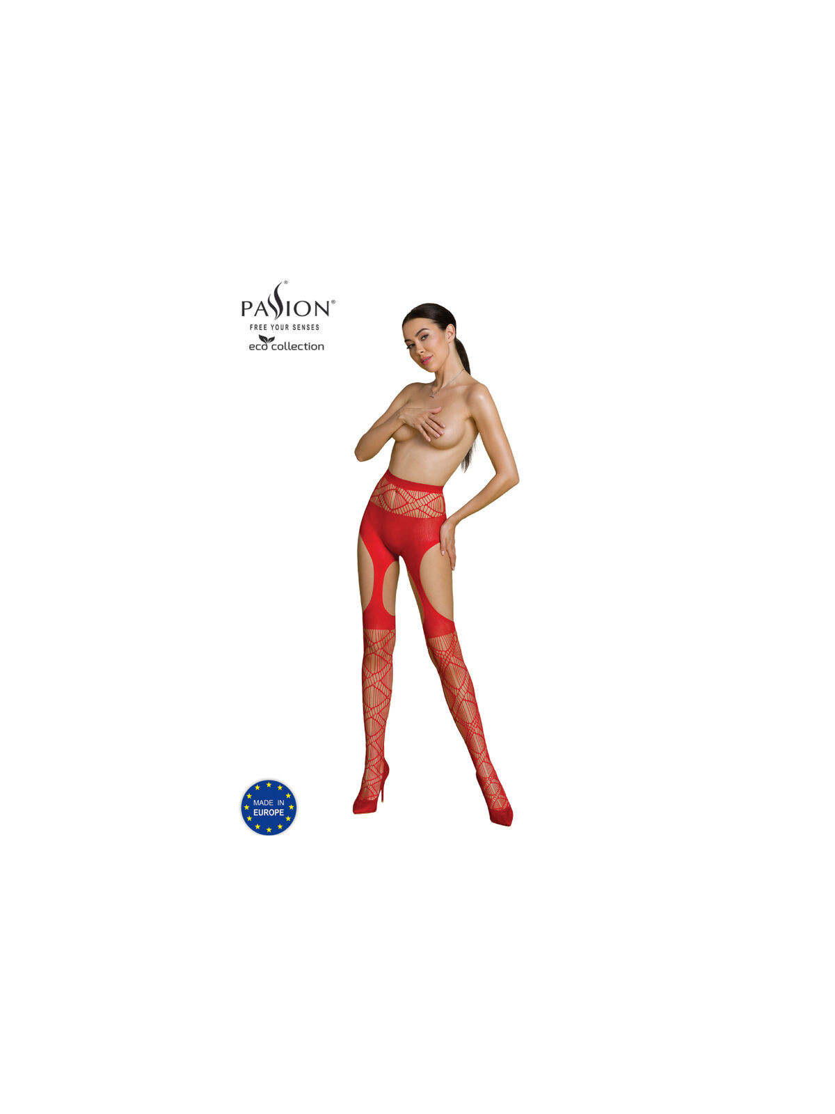 PASSION - COLLEZIONE ECO BODYSTOCKING ECO S005 ROSSO