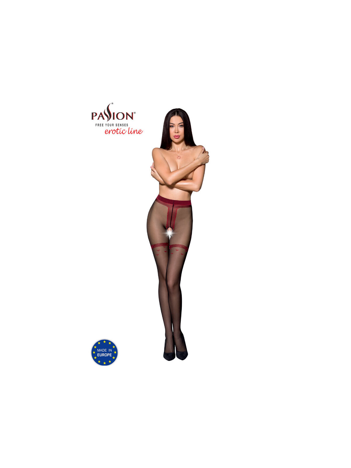 PASSION - TIOPEN 019 COLLANT NERO/ROSSO 1/2 20 DEN