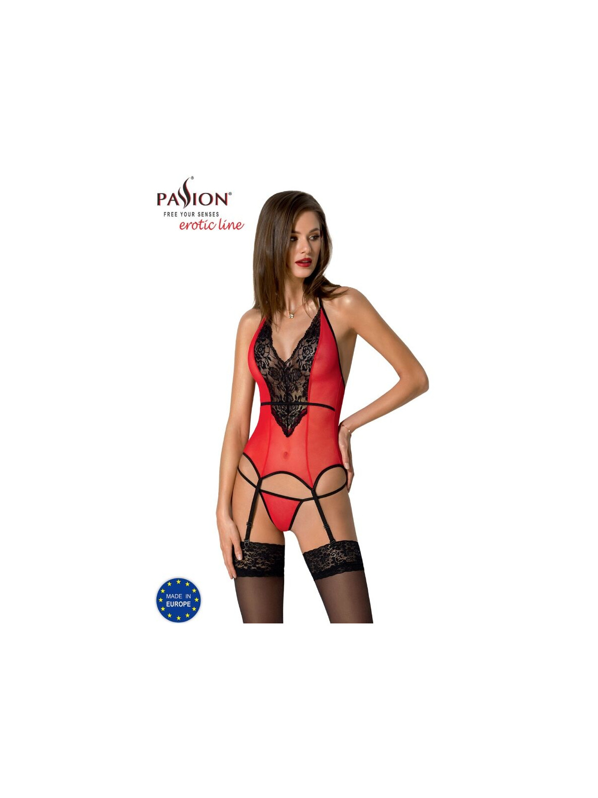 PASSION - CORSETTO PEONIA LINEA EROTICA ROSSO S/M