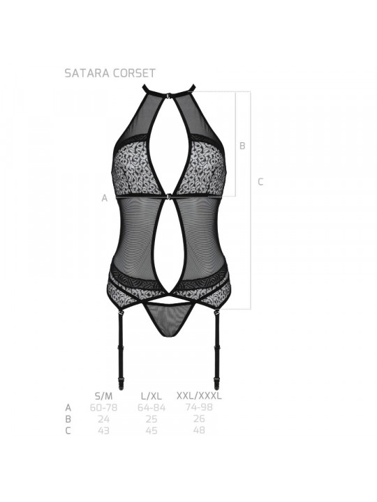 PASSION - CORSETTO SATARA LINEA EROTICA NERO S/M