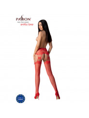 PASSION - S027 CALZE ROSSE CON GIARRETTIERA TAGLIA UNICA