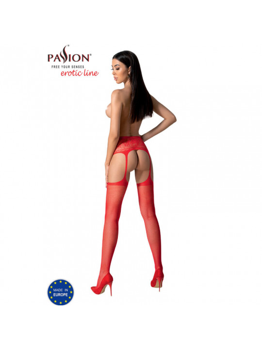 PASSION - S028 CALZE ROSSE CON GIARRETTIERA TAGLIA UNICA