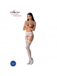 PASSION - S028 CALZE BIANCHE CON GIARRETTIERA TAGLIA UNICA