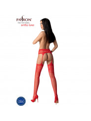 PASSION - S029 CALZE ROSSE CON GIARRETTIERA TAGLIA UNICA