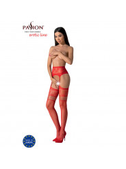 PASSION - S030 CALZE ROSSE CON GIARRETTIERA TAGLIA UNICA