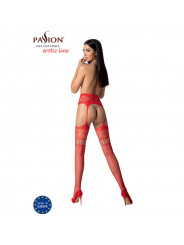 PASSION - S030 CALZE ROSSE CON GIARRETTIERA TAGLIA UNICA