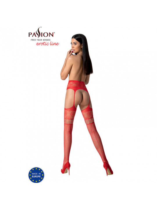 PASSION - S030 CALZE ROSSE CON GIARRETTIERA TAGLIA UNICA