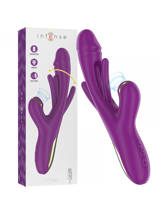 INTENSE - ATENEO VIBRATORE MULTIFUNZIONE RICARICABILE 7 VIBRAZIONI CON LINGUA OSCILLANTE E SUCCHIARE VIOLA