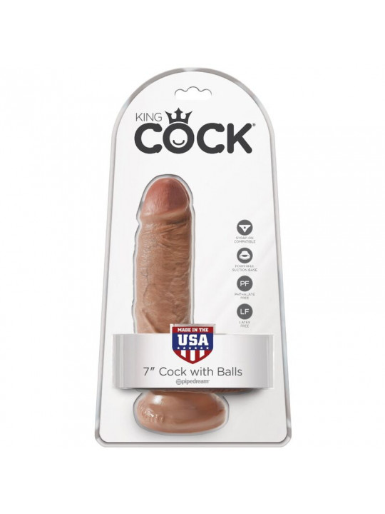 KING COCK - PENE REALISTICO CON SFERE 13.2 CM CARAMEL