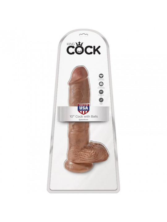 KING COCK - PENE REALISTICO CON SFERE 19.8 CM CARAMEL