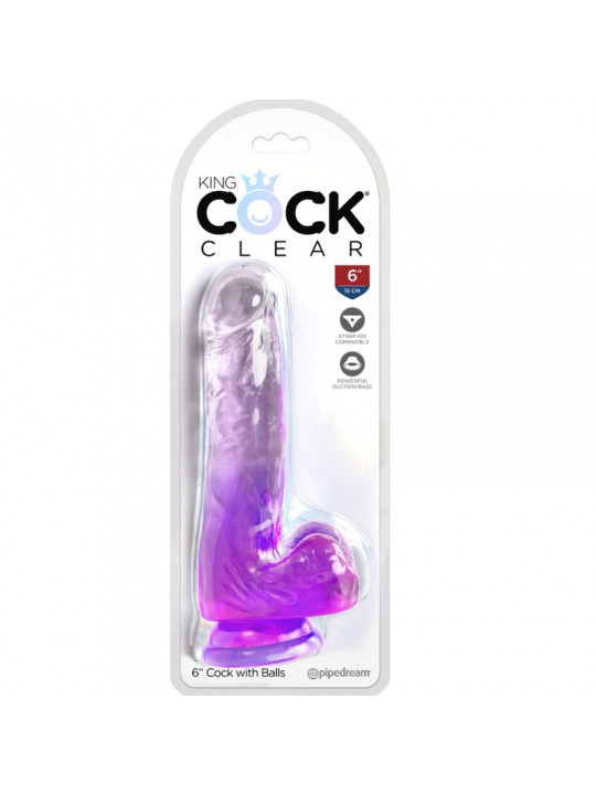 KING COCK - CLEAR PENE REALISTICO CON SFERE 13.5 CM VIOLA