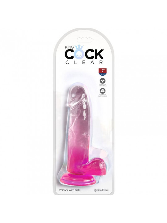 KING COCK - CLEAR PENE REALISTICO CON SFERE 15.2 CM ROSA