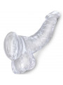 KING COCK - CLEAR PENE CURVO REALISTICO CON SFERE 16.5 CM TRASPARENTE