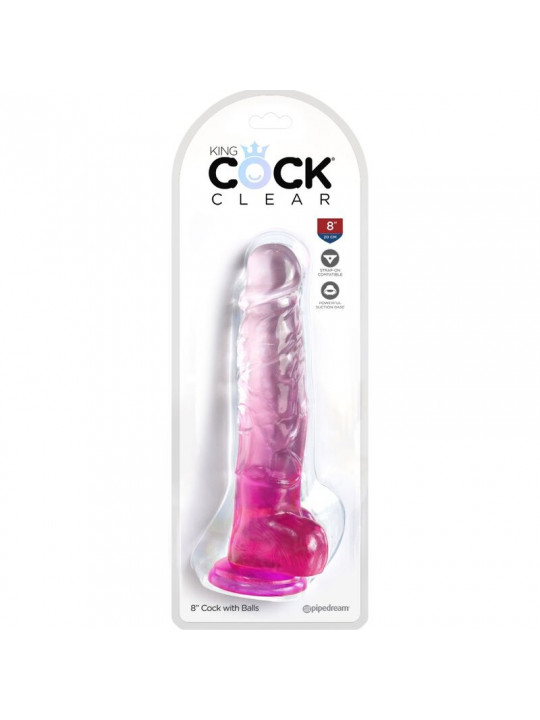 KING COCK - CLEAR PENE REALISTICO CON SFERE 16.5 CM ROSA