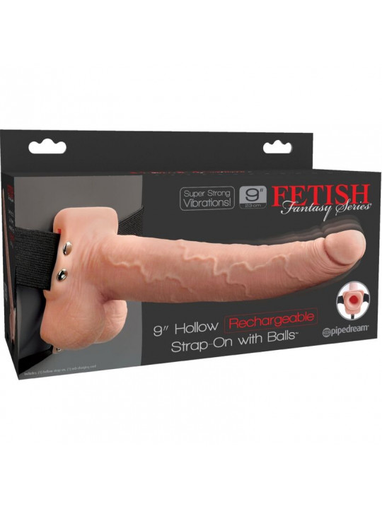 FETISH FANTASY SERIES - IMBRACATURA REGOLABILE PENE REALISTICO CON SFERE RICARICABILI E VIBRATORE 23 CM