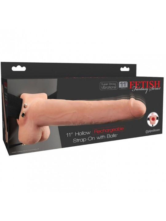 FETISH FANTASY SERIES - IMBRACATURA REGOLABILE PENE REALISTICO CON SFERE RICARICABILI E VIBRATORE 28 CM