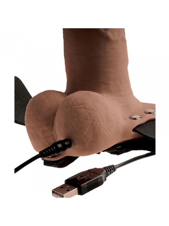 FETISH FANTASY SERIES - IMBRACATURA REGOLABILE PENE REALISTICO CON TESTICOLI RICARICABILI E VIBRATORE 15 CM