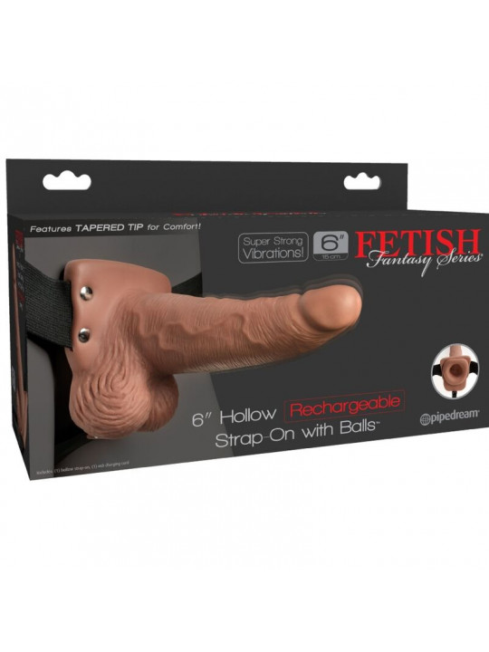 FETISH FANTASY SERIES - IMBRACATURA REGOLABILE PENE REALISTICO CON TESTICOLI RICARICABILI E VIBRATORE 15 CM