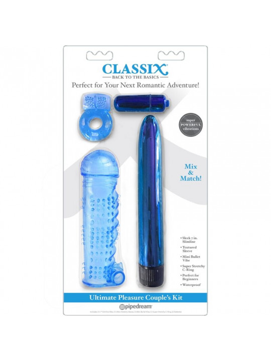 CLASSIX - KIT PER COPPIE CON ANELLO, FODERO E PROIETTILI BLU