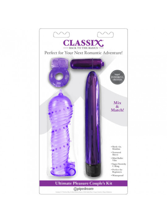 CLASSIX - KIT PER COPPIE CON ANELLO, GUAINA E PROIETTILI VIOLA