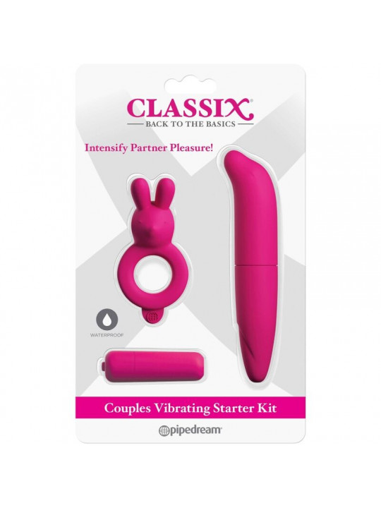 CLASSIX - KIT PER COPPIA CON ANELLO, BULLET E STIMOLATORE ROSA