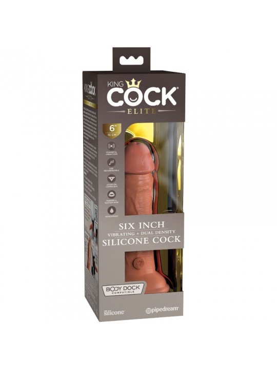 KING COCK - ELITE DILDO REALISTICO VIBRANTE E SILICONE 15.2 CM CARAMEL