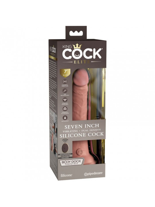 KING COCK - ELITE VIBRATORE DILDO REALISTICO E TELECOMANDO IN SILICONE 17.8 CM