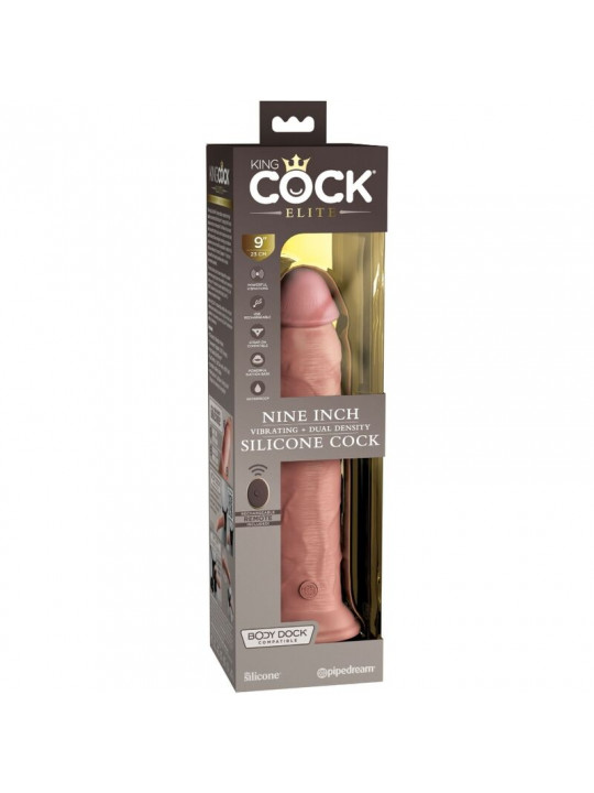 KING COCK - ELITE VIBRATORE DILDO REALISTICO E TELECOMANDO IN SILICONE 23 CM