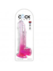 KING COCK - CLEAR DILDO CON TESTICOLI 20.3 CM ROSA