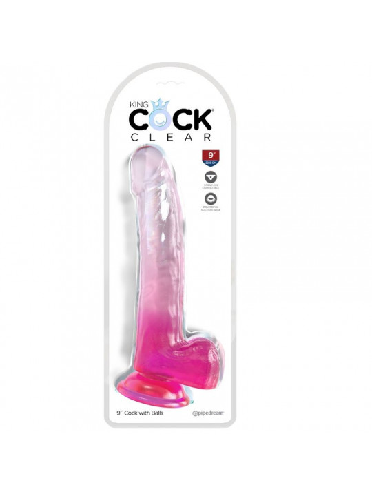 KING COCK - CLEAR DILDO CON TESTICOLI 20.3 CM ROSA