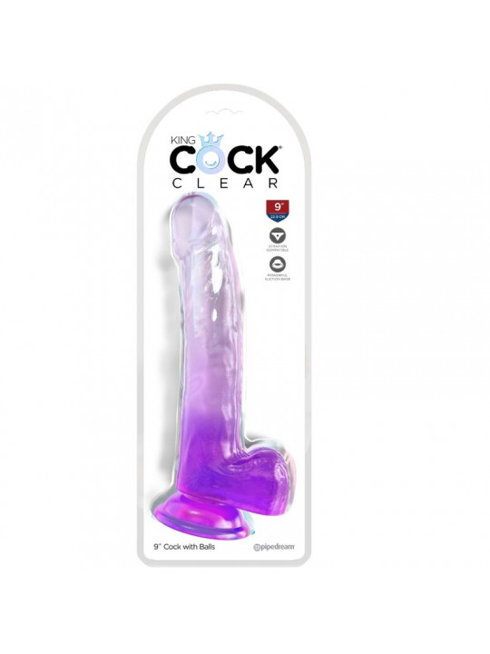 KING COCK - CLEAR DILDO CON TESTICOLI 20.3 CM VIOLA