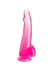 KING COCK - CLEAR DILDO CON TESTICOLI 19 CM ROSA