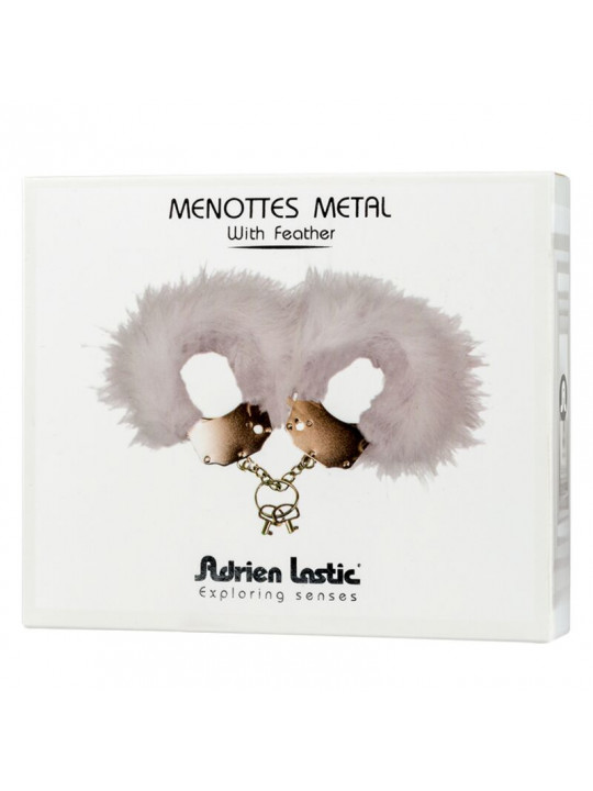 ADRIEN LASTIC - MANETTE IN METALLO CON PIUME BIANCHE